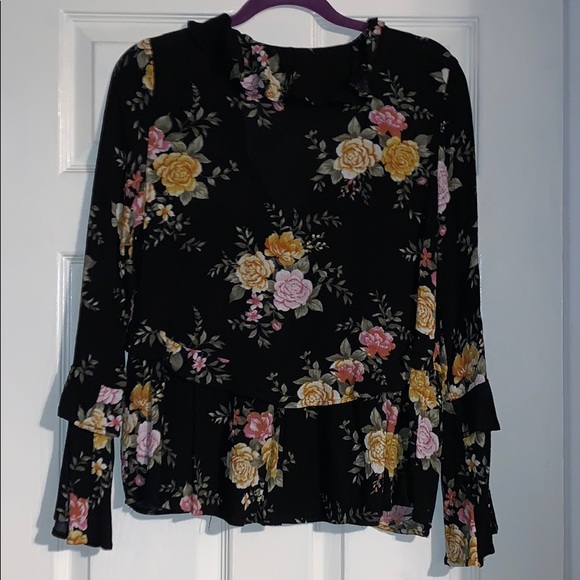 Floral flowy black blouse - Picture 2 of 5